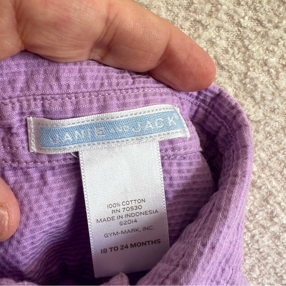 Janie And Jack Toddler Boys Vintage Button Purple Dress Shirt Size 18-24 Months - Picture 2 of 7